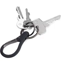 Troika Merkloos Sleutelhanger met Karabijn & 2 Ringetjes - 8cm Zwart