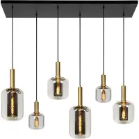 Lucide Glazen hanglamp Joanet, dimbaar, alu / grijs / zink, Woon-/ Eetkamer, Glas, hanglamp