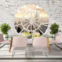 Karo-art 196cm X 140cm - Zelfklevend fotobehang - New York , Uitzicht door een raam , Premium Print, Instructie bijgesloten, zeer eenvoudig aan te brengen, geen behangtafel nodig