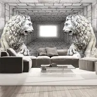 Karo-art 441cm X 315cm - Zelfklevend fotobehang - Kamer van Leeuwen van steen , Premium Print