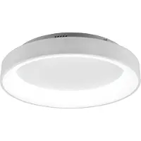 TRIO LED-plafondlamp Girona, dimbaar, wit / opaal, Woon-/ Eetkamer, metaal, Modern, LED plafondlamp