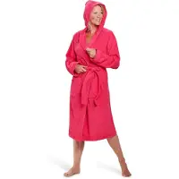 Badrock Dames badjas fuchsia roze - badstof katoen - capuchon - maat XS