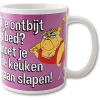 Paper Dreams Funny Mugs 36- Als Je Ontbijt Op Bed Wit wit aardewerk Paperdreams Beker