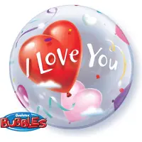 Qualatex - Folieballon - Bubbles - I love you - Zonder vulling - 56cm
