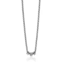 Zinzi Mart Visser by zilveren ketting 45cm met 3 ronde schakels, waarvan middelste volbezet is met witte zirconia's MVC23