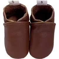 Babysteps leren babyslofjes donkerbruin Jongens/Meisjes Leer Effen - maat 20/21