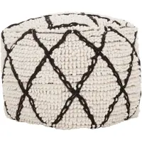 MUST Living Princess poef zwart/wit wol 40x40cm
