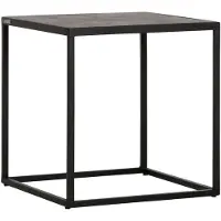 MUST Living Side table Harmony square,42x40x40 cm, black powder coated frame with carlitto charcoal recycled leather