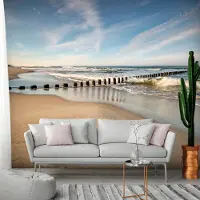 Karo-art 294cm X 210cm - Zelfklevend fotobehang - Rustige zee met zeebriesje , Premium Print