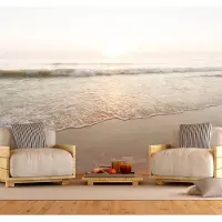 Karo-art 343cm X 245cm - Zelfklevend fotobehang - Prachtige ochtend aan zee , Premium Print