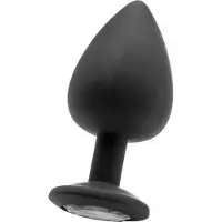 Ouch! Siliconen butt plug Extra Zwart Large met diamant