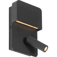 QAZQA Wandlamp zwart incl. LED met USB en leeslamp met schakelaar - Robin