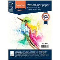 Florence Vaessen Aquarelpapier - Intense White - A5 - 300 grams - Gladde Structuur - Smooth - Florence - 100 vellen
