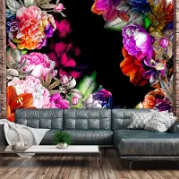 Karo-art 392cm X 280cm - Zelfklevend fotobehang - Warme Kleuren van de Zomer , Bloemen , Premium Print