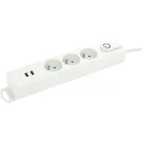 Profile 3V Stekkerdoos met schakelaar 2xUSB 1.5m Wit