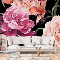 Karo-art 392cm X 280cm - Zelfklevend fotobehang - Rozen van de Liefde , Premium Print