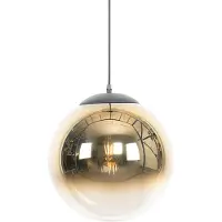 QAZQA Art deco hanglamp zwart met goud glas 33 cm - pallon