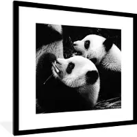 PosterMonkey Fotolijst incl. Poster - Panda's - Zwart - Wit - 40x40 cm - Posterlijst