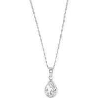 Lucardi Dames Ketting bezet met hanger druppel kristallen van Swarovski - Echt Zilver - Ketting - Cadeau - 5 cm - Zilverkleurig