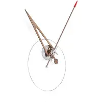 Nomon Cris Wandklok Cris N | Chromed box, minute hand in walnut and red arrow