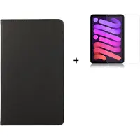 Modo Hoesje iPad Mini 6 2021 - Screenprotector iPad Mini 6 2021 - 8.3 inch - Tablet Cover Book Case Zwart + Tempered Glass