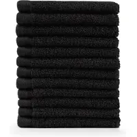 Blumtal Terry Handdoeken Set - 12 x Gezichts Handdoekje - 30 x 30 cm - Zwart