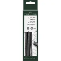 Faber-Castell Tekenen met houtskool - 9/15 mm - 4 sticks/potloden - diep zwart - Voor hobby artiesten
