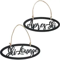 Extra wandbord tekstbord ski apreski lounge set van 2 stuks wintersport