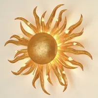 Holländer Design wandlamp SONNE, dimbaar, messing / goud, Woon-/ Eetkamer, metaal, Design, Wandlamp design