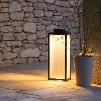LES JARDINS Tradition LED lantaarn op zonne-energie, antraciet, hoogte 65 cm Tradition, dimbaar, alu / grijs / zink, Aluminium, Solar buitenverlichting