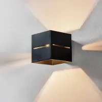 Sollux Wandlamp Top, dimbaar, zwart, Woon-/ Eetkamer, Aluminium, Modern, wandlamp