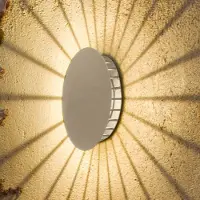 Vibia LED-wandlamp buiten Meridiano, crème / amber, Roestvrij staal, Modern, LED wandlamp buiten