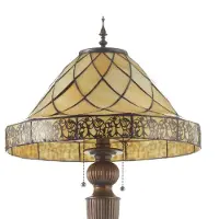 Clayre & Eef Tiffany vloerlamp DIAMOND, crème / amber, Woon-/ Eetkamer, Glas, Tiffany, vloerlamp