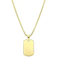 Lucardi Heren Ketting met hanger plaat mat - Staal - Ketting - Vaderdag Cadeautje - 65 cm - Goudkleurig