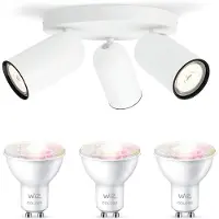 Wiz Pongee Opbouwspot (Wit) - Wit en Gekleurd Licht - Plafondspot met 3 Lichtpunten - GU10 -Te bedienen via WiFi
