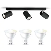 Wiz Kosipo Opbouwspot (Zwart) - Warm tot Koelwit Licht - Plafondspot met 3 Lichtpunten - GU10 -Te bedienen via WiFi