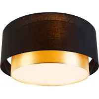 QAZQA Moderne plafonnière zwart met goud 50 cm 3-lichts - Drum Duo