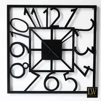 LW Collection Wandklok Senna | LW Collection metaal zwart 60x60 cm wandklokken | NADUVI