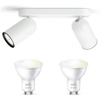 Wiz Pongee Opbouwspot (Wit) - Warm tot Koelwit Licht - Plafondspot met 2 Lichtpunten - GU10 - Te bedienen via WiFi