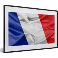 PosterMonkey Fotolijst incl. Poster - De golvende vlag van Frankrijk - 60x40 cm - Posterlijst