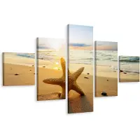 Karo-art Schilderij - Zeester op het strand, Multikleur, Premium Print