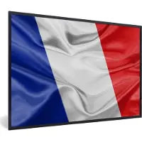 PosterMonkey Fotolijst incl. Poster - De golvende vlag van Frankrijk - 90x60 cm - Posterlijst