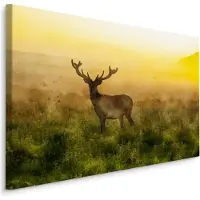 Karo-art Schilderij - Hert in de Mist, Premium Print