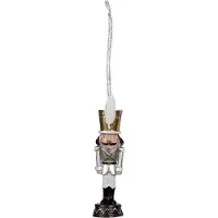 Clayre & Eef Kersthanger Notenkraker 13 cm Zilverkleurig Polyresin Kerstbal Kersversiering Kerstboomversiering