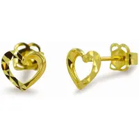 New Bling 9NBSAM-G210352 Gouden Oorknopjes - Dames - Hartjes - Bewerkt - 5,5 x 6 mm - 14 Karaat - Goud