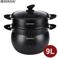 Herzog 9L aluminium steen gecoate couscous pot - HR-CP9M
