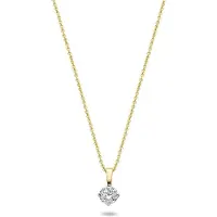 New Bling 9NBG-0231 Gouden Ketting met Hangertje - Dames - Zirkonia - 4 mm Doorsnee - 4 Poot zetting - Ankerschakel - 39 + 3 + 3 cm - 14 Karaat - Goud