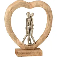 J-Line Figuur Koppel Mangohout/Aluminium Naturel/Zilver