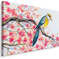 Karo-art Schilderij - Vogel in Boom, Print op Canvas, Premium Print