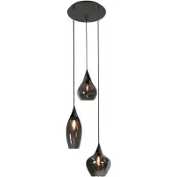 Highlight Hanglamp Cambio Zwart 3 Lichts Smoke Glas